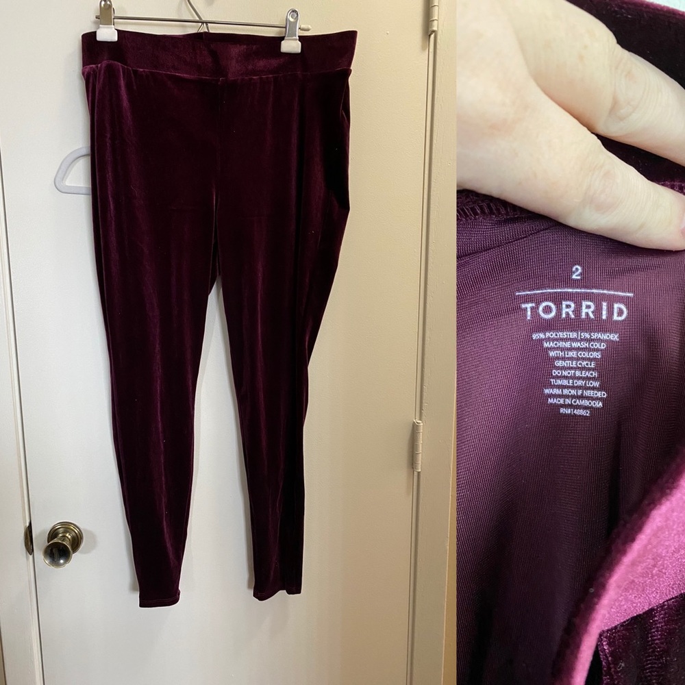 Purple velvet leggings